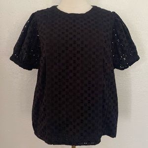Elizabeth & James Short Sleeve Eyelet Top, size Medium